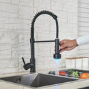 GobekUsa Black LED Kitchen Faucet Pull Down Mixer Tap 360° Rotation Stream Sprayer