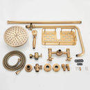 GobekUsa Brass Antique Dual Handle Shower Faucet Set with Handshower Shelf
