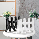 GobekUsa Ceramic Vase with Artificial Flowers | Modern Abstract Floral Living Room Decor