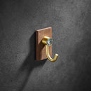 GobekUsa Brass Brushed Gold Wall Hook for Bathroom and Kitchen with Wood Accent