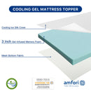 Cooling Mattress Topper with Anti-Slip Straps — Breathable Polyester Fiber, White