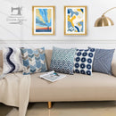 GobekUsa Blue Floral Geometric Embroidery Cushion Cover 45x45cm for a Cozy Home