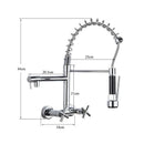 GobekUsa Black Kitchen Faucet Wall Mounted Dual Swivel Spouts Vessel Sink Mixer Tap