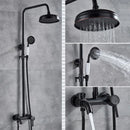 GobekUsa Black Bronze Bathroom Shower Set with 8" Rainfall Head - Wall Mounted