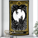 GobekUsa Black & White Tarot Witchcraft Tapestry | Bohemian Hippie Mandala Wall Decor