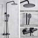 GobekUsa Black Shower Faucet Set with Thermostatic Control and 8" Rainfall Head