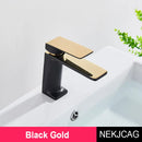 GobekUsa Black Gold Basin Faucet: Stylish Deck Mounted Bathroom Sink Faucet with Gold Handle