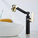 GobekUsa Gold and Black Bathroom Faucet with Hot Cold Water Mixer - Deck Mounted