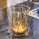 GobekUsa Glass Vase Metal Frame Geometric Flower Arrangement Wedding Decor