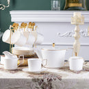 GobekUsa Bone China White Tea Set: Coffee Cup, Saucer, Milk Jar, Sugar Bowl, British Teaware