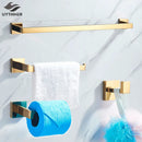 GobekUsa Gold Bathroom Hardware Set: Robe Hook, Towel Rail, Shelf, Tissue Holder