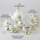 GobekUsa Camellia Bone China Tea & Coffee Set - Porcelain Teatime Pot, Cups, & Sugarpot