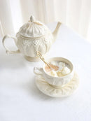 GobekUsa French Garden Cream Ceramic Tea Cup Saucer Set for Elegant Afternoon Tea