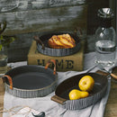 GobekUsa Handmade Porcelain Bowl with Leather Handle - Round Sallow Salad Plate
