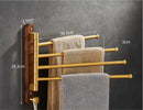 GobekUsa Brushed Gold Wood Swivel Towel Hanger Wall Mounted Folding Bathroom Towel Bar