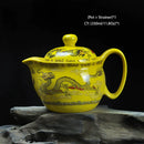 GobekUsa Ceramic Kung Fu Teapot with Dragon Design 350ml - Handmade Porcelain Tea Pot