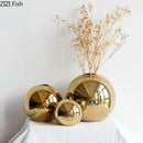 GobekUsa Golden Ball Ceramic Vase Home Decor Crafts Flower Pot Art Hydroponic Ornament Gift