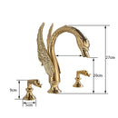 GobekUsa Golden Swan Basin Faucet Double Handle Hot Cold Mixer Tap for Bathroom