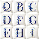 GobekUsa Blue Alphabet Flower Letter Pillowcase for Home Decor