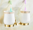 GobekUsa Gold Brass Bath Hardware Set: Towel Rack, Paper Holder, Toilet Brush Holder, Towel Ranger, Hooks