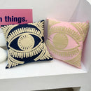 GobekUsa Embroidered Cotton Throw Pillow Cover 45x45cm, Pink Art Decor Home Accent