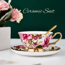 GobekUsa Bone China Tea Cup Set with Saucer Spoon - Elegant Black Tea Party Coffeeware