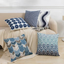 GobekUsa Blue Floral Geometric Embroidery Cushion Cover 45x45cm for a Cozy Home