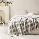 GobekUsa Fluffy Stripe Plaid Blanket: Cozy Microfiber Home Decoration
