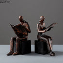 GobekUsa Abstract Figure Sculpture Bookend Resin Statue Desk Decoration Bookshelf Statuette