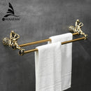 GobekUsa Double Towel Bars: Gold/Silver Bathroom Towel Rack Holder, Wall Mounted Brass