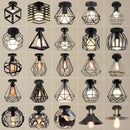 GobekUsa Iron Cage Ceiling Light Modern Nordic Retro Black Loft E27 Home Lighting