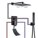 GobekUsa Black Bronze Shower Faucet Set with Rainfall Mixer Tap & 2-ways Valve