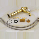 GobekUsa Gold Finish Basin Faucet with Single Handle and Ceramic Taps