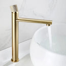 GobekUsa Gold Brass Bathroom Basin Faucet Single Handle Deck Mounted Brushed Gold Tap