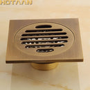 GobekUsa Antique Brass Flower Art Bathroom Accessory Floor Drain Waste Grate - 100mm*100mm