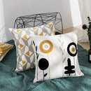 GobekUsa Daisy Floral Geometric Embroidery Pillow Cover Yellow Blue 45x45cm Soft Cozy