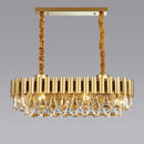 GobekUsa Golden Stainless Steel Crystal Chandelier | LED Round Oval Lustre Fixture
