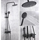 GobekUsa Black Brass Shower Set with Tub Faucet - Rainfall Bath Mixer for Bathtub