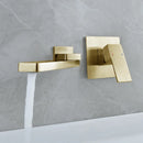 GobekUsa Brushed Gold In-Wall Basin Faucet Set, Hot Cold Bathroom Sink Mixer Tap