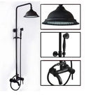 GobekUsa Black Bronze Rainfall Shower Faucet Set with 8" Head for Wall Mount