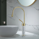 GobekUsa Brushed Gold Brass & Marble Bathroom Sink Faucet
