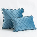 GobekUsa Corduroy Striped Pompom Pillowcase for Bedroom Sofa Living Room