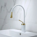 GobekUsa Brushed Gold Basin Faucet Hot Cold Black Sink Kitchen Swivel Water Crane