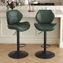 Adjustable Outdoor Bar Stools, Set of 2 — PU Leather & Stainless Steel Frame with Double-Layer Cushion