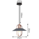 GobekUsa Industrial Gray Pendant Light with LED for Living Room, Foyer - Modern Luminaire