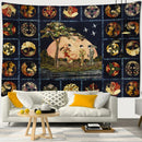 GobekUsa Cactus Moon Starry Sky Tapestry - Psychedelic Hippie Boho Wall Hanging