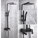 GobekUsa Black Brass Shower Set with Tub Faucet - Rainfall Bath Mixer for Bathtub