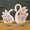 GobekUsa Elegant Swan Sculpture Figurines Pair for Home Décor & Wedding Gift