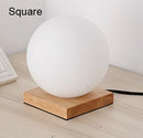 GobekUsa Glass Ball LED Table Lamp Wooden Round Desk Night Light