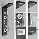 GobekUsa Black Rainfall Shower Panel Set with Massage System and Temperature Screen